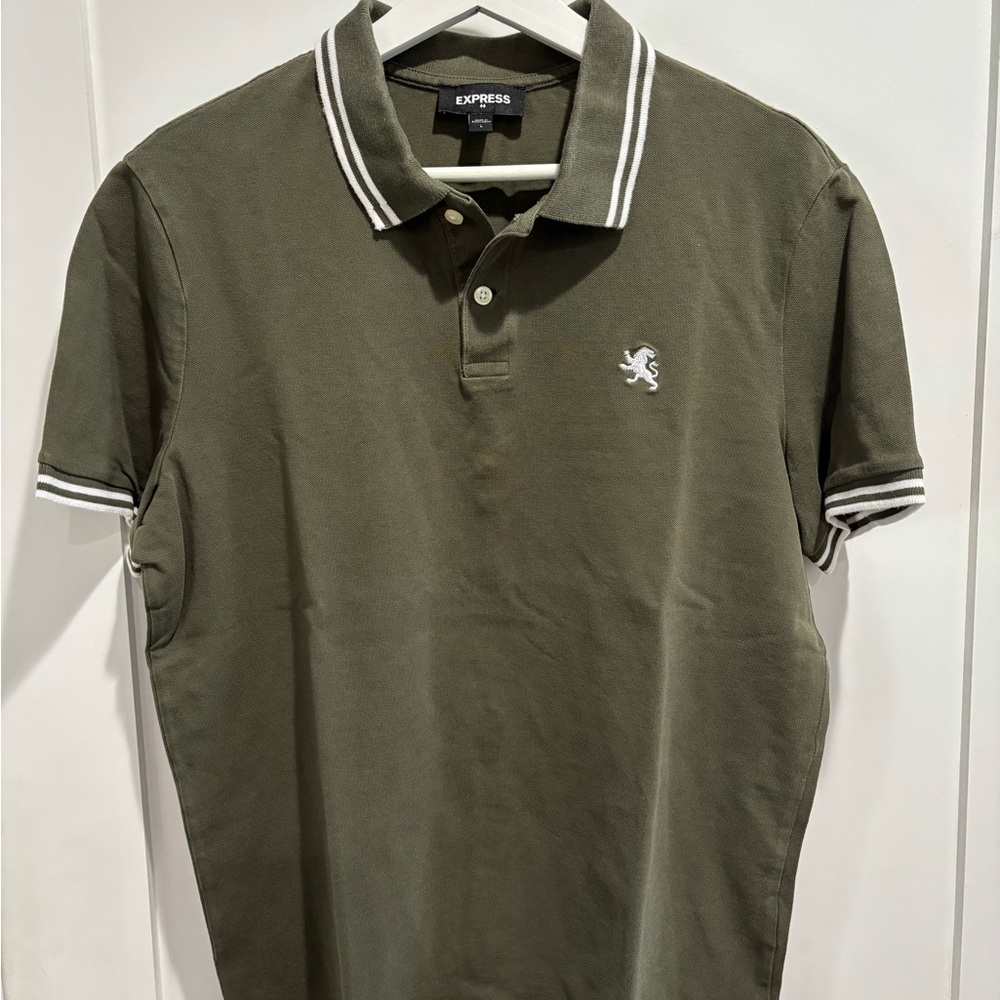 Express Men's Dark Green Polo Shirt